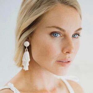 Rachel Zoe Panacea White Tassel Earrings New!